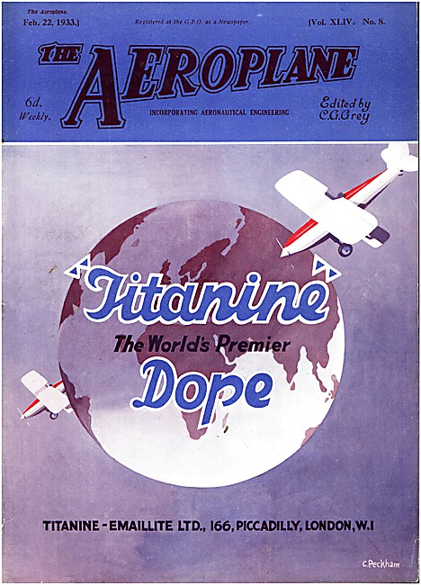 The Aeroplane Magazine Cover February 22nd 1933 - Titanine Dope  