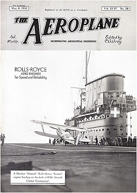 The Aeroplane Magazine Cover March 8th 1933 - Rolls-Royce        