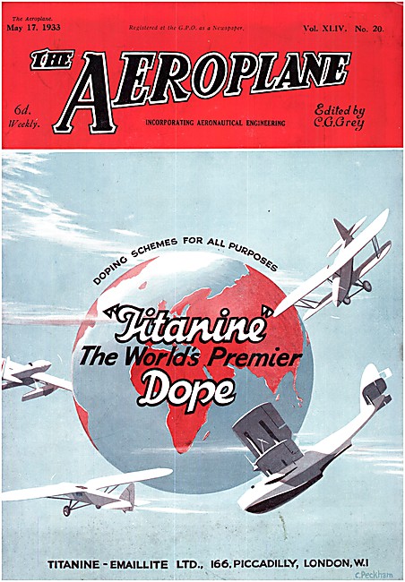The Aeroplane Magazine Cover May 17th 1933 - Titanine Dope       