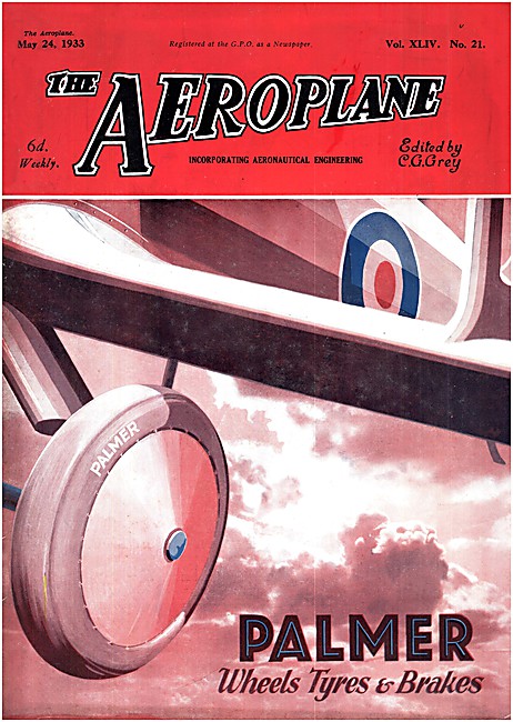 The Aeroplane Magazine Cover May 24th 1933 - Palmer Tyres        