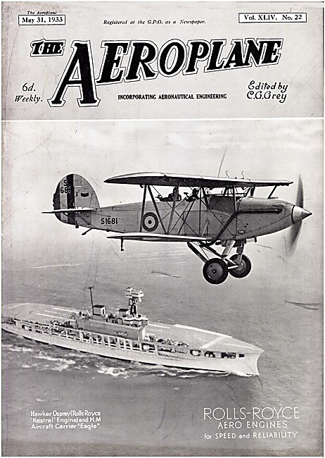 The Aeroplane Magazine Cover May 31st 1933  - Hawker Osprey      