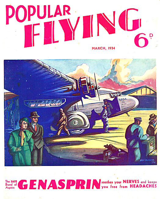 Popular Flying Magazine Cover March 1934 -  A.W.Atalanta         