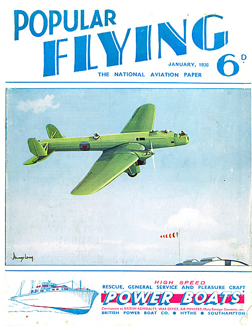 Popular Flying Magazine Cover January 1936 - Fairey Hendon       