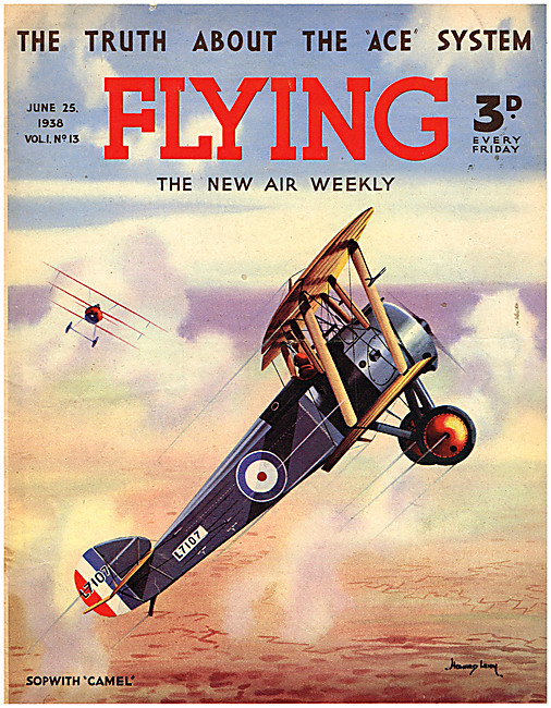 Flying Magazine Cover June 25th 1938 - Sopwith Pup               