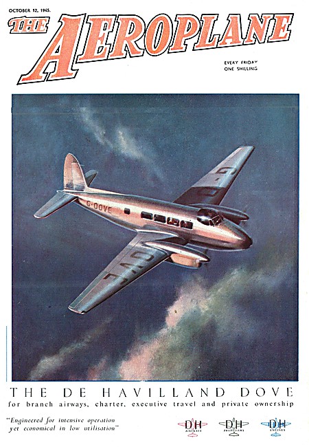 The Aeroplane Magazine Cover October 12th 1945 De Havilland Dove 