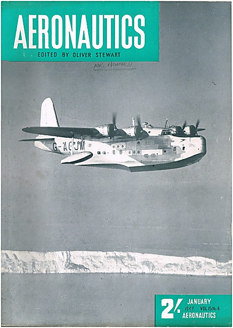 Aeronautics Magazine Cover January 1947 - BOAC Sunderland        