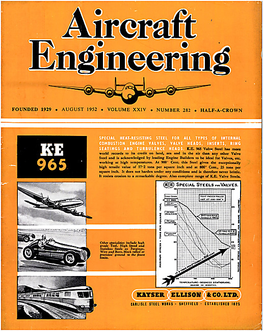 Aircraft Engineering Magazine Cover August 1952 - Kayser Ellison 
