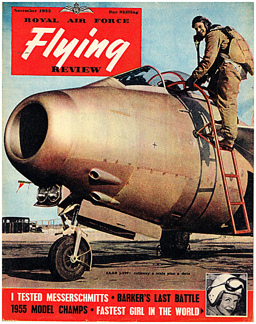 RAF Flying Review Magazine Cover November 1955 - SAAB J-29F      