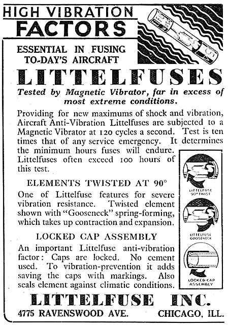 Littlefuse Aircraft Fuses 1943 Advert                            