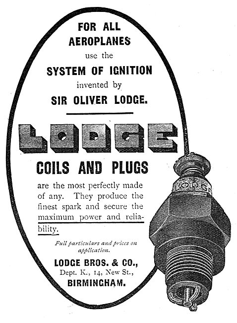 Lodge Sparking Plugs & Coils For Aircraft                        