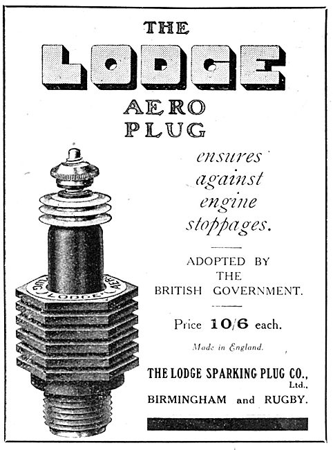 Lodge Aero Engine Sparking Plugs 1916                            