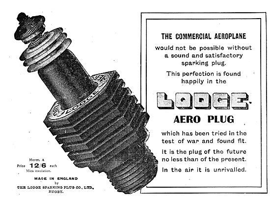 Lodge Aero Engine Sparking Plugs For Commercial Aeroplanes       