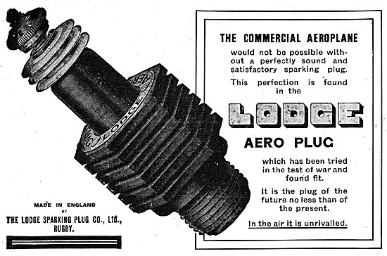 Lodge Aero Engine Sparking Plugs 1917 Advert                     