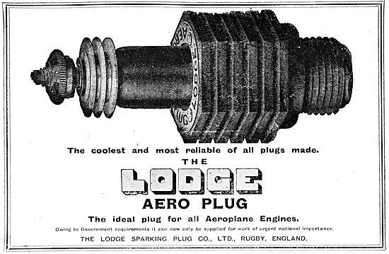 Lodge Aero Engine Sparking Plugs WW1 Advert                      