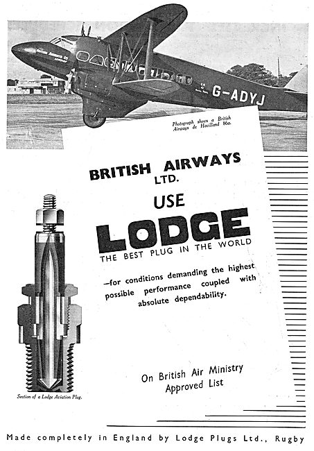 Lodge Aero Engine Sparking Plugs - British Airways               