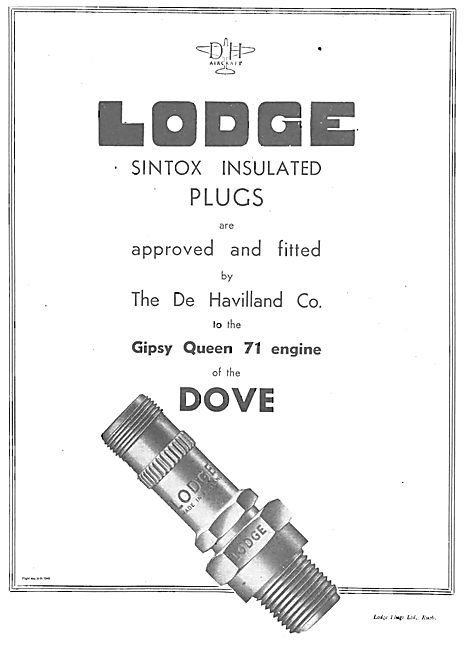 Lodge Sintox Plugs For De Havilland Dove Gipsy Queen 71 Engines  