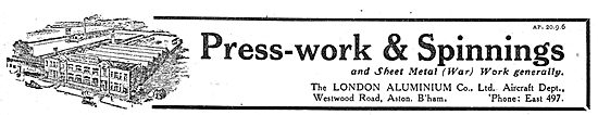 The London Aluminium Co Ltd - Aircraft Press-Work & Spinnings    