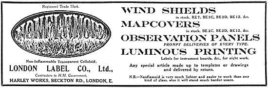 London Label NONFLAMOID Transparent Celluloid 1916               