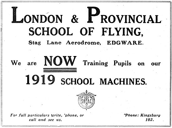 London & Provincial School Of Flying 1919                        