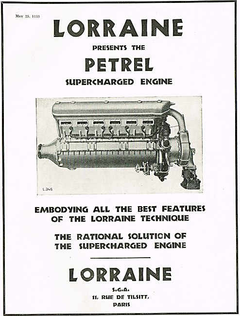 Lorraine Petrel Supercharged Aero Engine                         