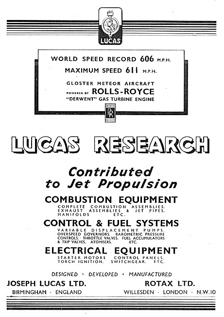 Joseph Lucas Combustion Equipment For Gas Turbine Engines        