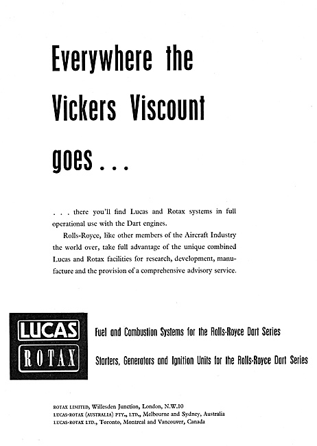 Lucas Fuel Systems Rotax Electrical Equipment                    