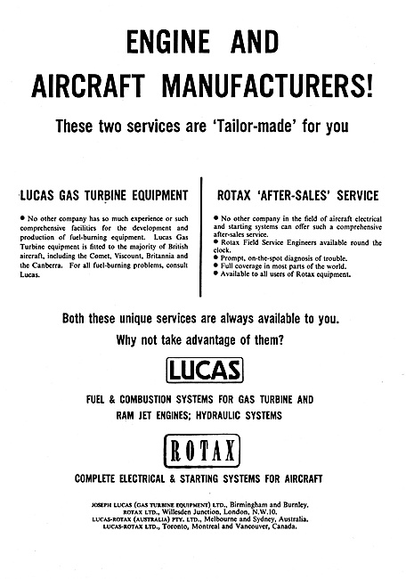 Lucas Fuel Systems Rotax Electrical Equipment                    