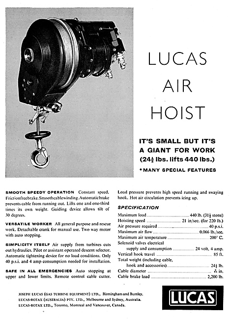Lucas Engineering Hoist - Lucas Air Hoist                        