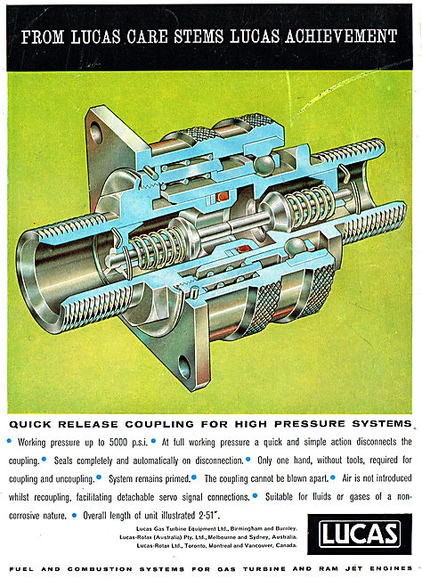 Lucas Quick Release Coupling For High Pressure Systems           