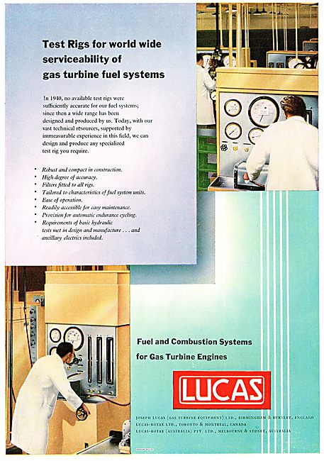 Lucas Test Rigs For Gas Turbine Aero Engine Fuel Systems         
