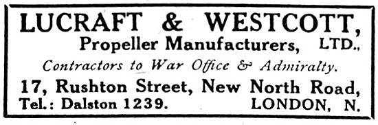 Lucraft & Westcott. Propeller Manufacturers - 1916               