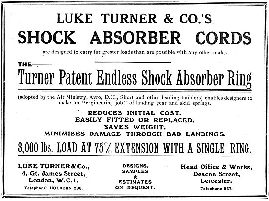 Luke Turner & Co - Aircraft Shock Absorber Cords. 1919           