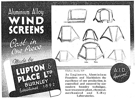 Lupton & Place Aluminium Alloy Windscreens. Aluminium Founders   