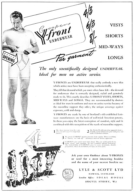 Lyle & Scott Underwear: Vests, Shorts, Y-Fronts 1940             