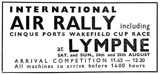 Lympne Airport - Air Rally & Wakefield Cup Race 24-25th Aug 1935 