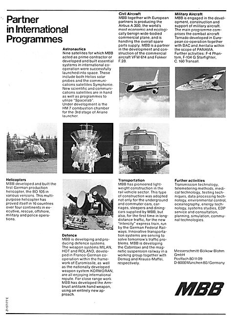 Messerschmitt-Bolkow-Blohm MBB Partner Programmes 1977           