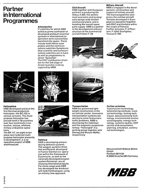 MBB Aerospace Partner Programmes 1978                            