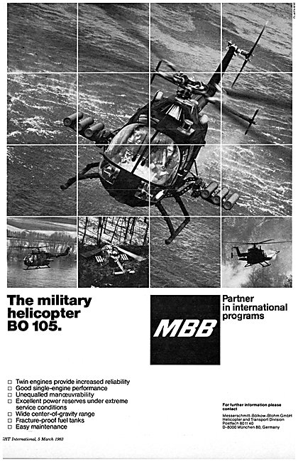 MBB BO 105 Military Helicopter                                   