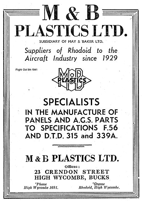 M & B Plastics Rhodoid Suppliers To the Aircraft Industry        