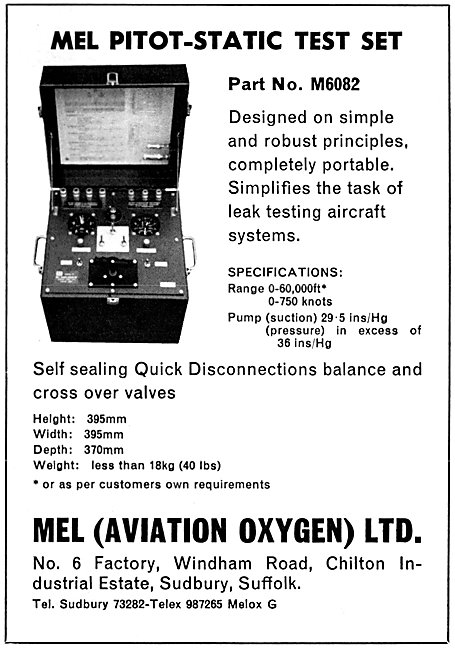 MEL Aviation Oxygen Equipment - MEL Pitot-Static Test Set        