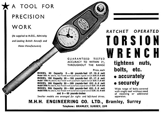 M.H.H. Engineering Precision Torque Wrenches                     