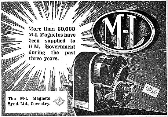 The M-L Magneto Syndicate. Coventry. Aero Engine Magnetos 1919   