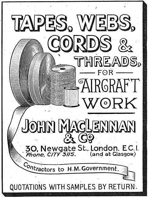 MacLennan Tapes, Webs & Cords For Aircraft Constructors          