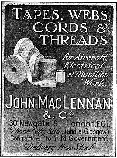 MacLennan Tapes, Webs & Cords & Threads For Aircraft Work        