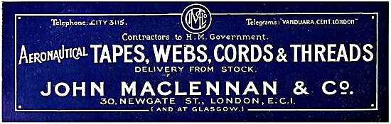 John MacLennan & Co.  Aircraft Tapes, Webs & Threads             