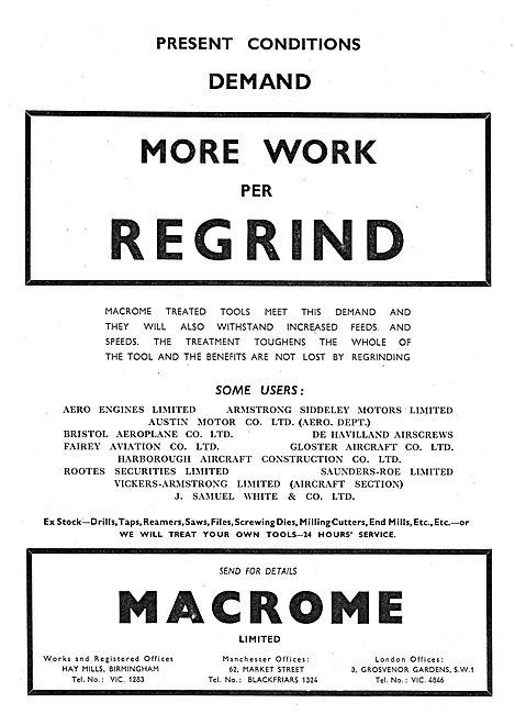 Macrome Treated Tools For Regrinding                             