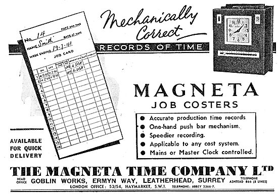 The Magenta Time Company - Magenta Factory Job Coster 1943       