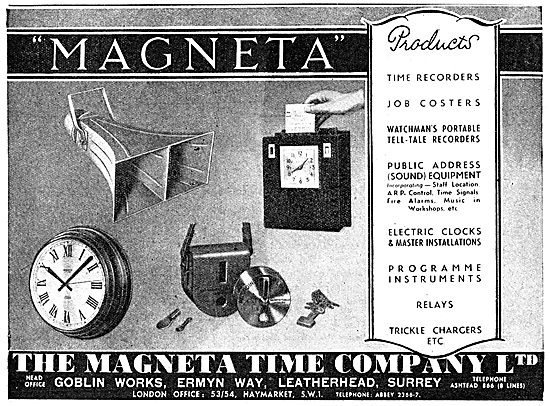 The Magenta Time Company. TIme Recorder, Job Coster & P.A.System 