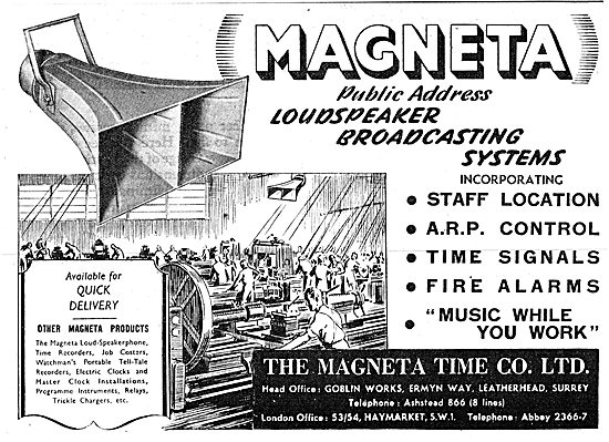 The Magenta Time Company. Works Broadcasting Equipment 1943      