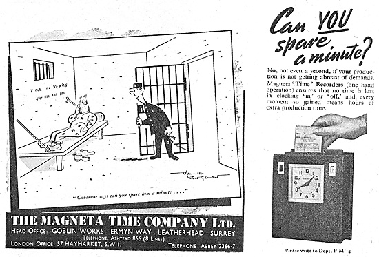 The Magenta Time Company Job Costing Time Recorders 1947         